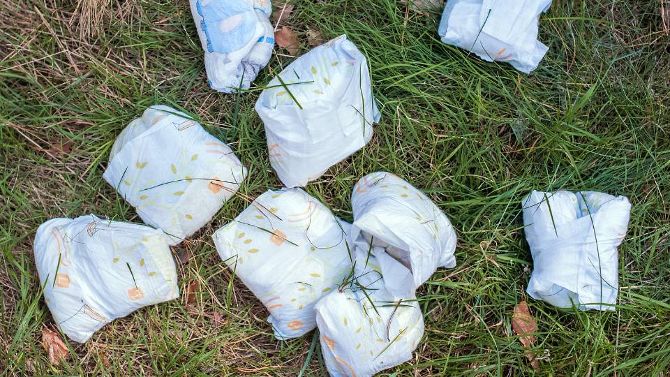 disposed nappies in a landfill