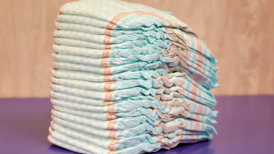 clean nappies in a pile