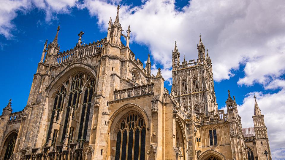 Gloucester cathedral with blue sky