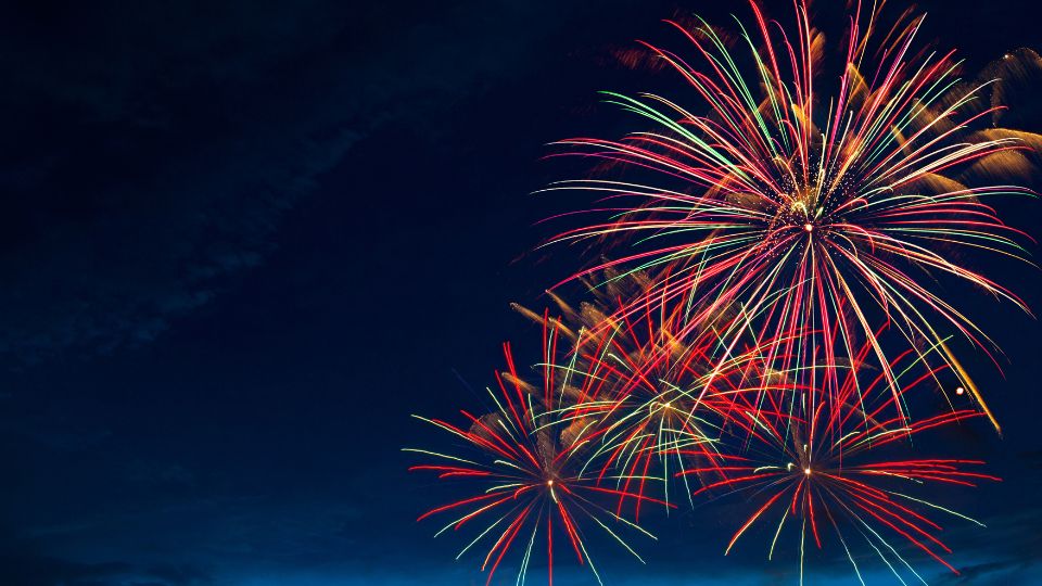 Colourful fireworks in the sky.
