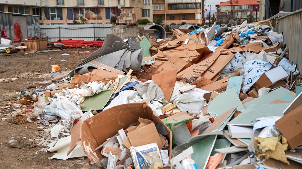 Waste from a construction site.